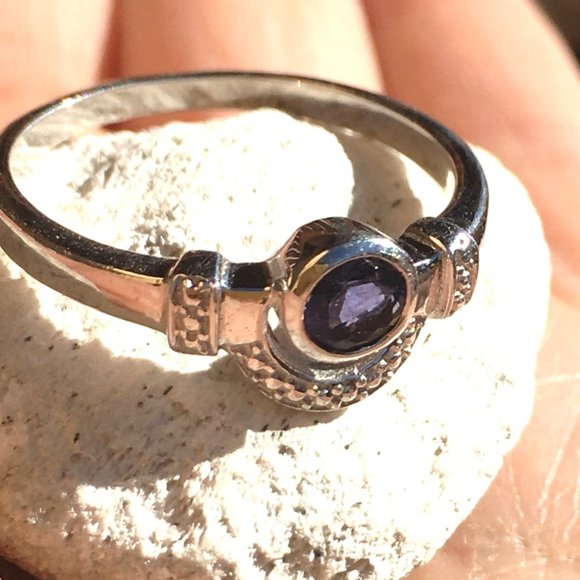Natural Iolite Sterling Silver Ring Size 7 Genuine Gemstone - Picture 15 of 16
